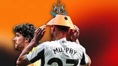 WATCH: Bizarre moment Jacob Murphy wore cone on his head during Brighton win