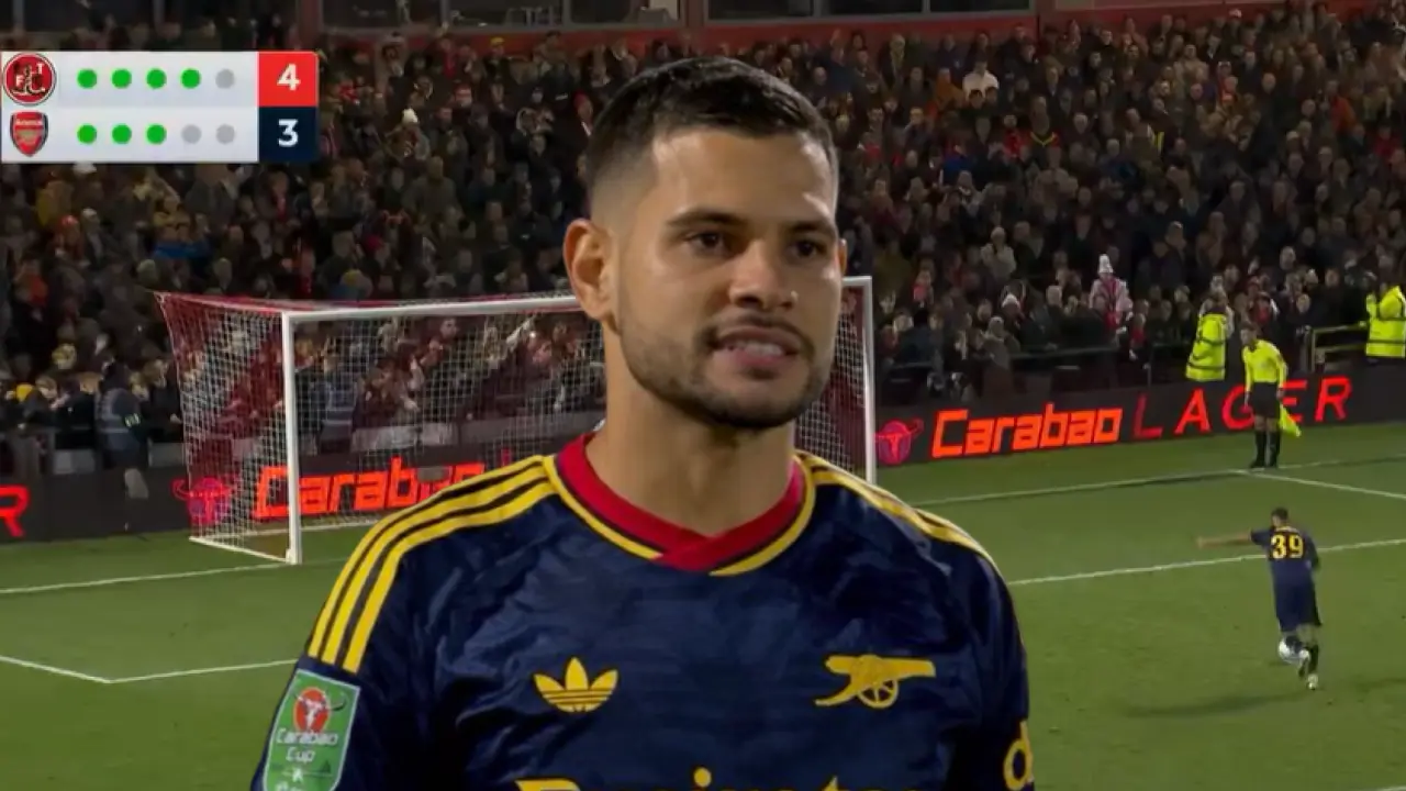 WATCH: Bruno Guimaraes misses penalty as Fleetwood KO Arsenal in cup shock